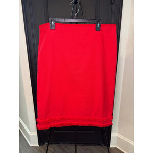 Ann Taylor Red Fringe Pencil Skirt Size 16